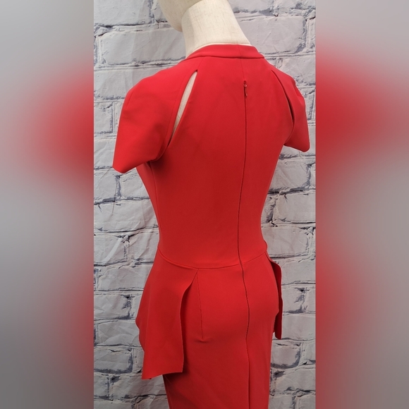 Greta Constantine Women's Peplum Flynn Dress Red Midi Made in Canada Size XS - Picture 13 of 14